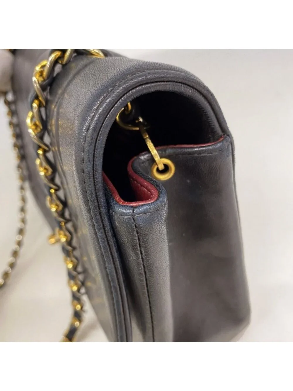 Chanel Shoulder Bag Diana Lambskin Black Gold
